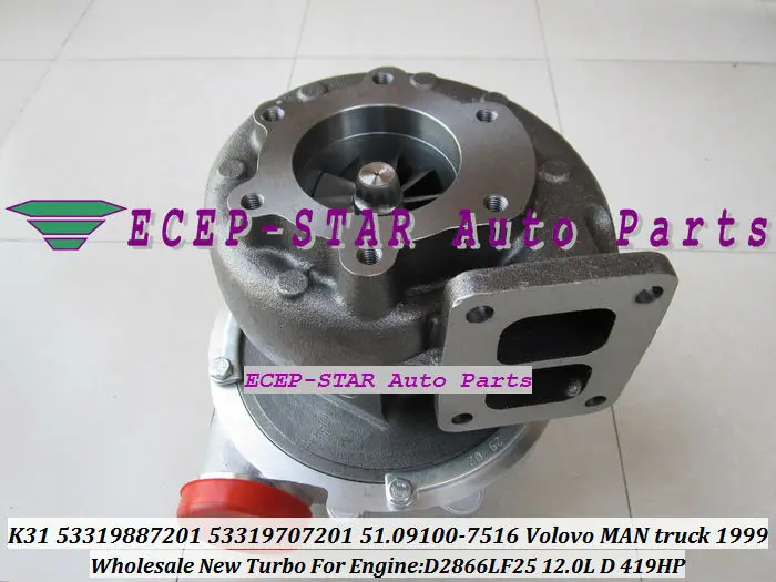 Турбокомпрессор K31 7201 53319887201 53319707201 51 09100 7516 для грузовиков Volvo D2866LF25 1999 12.0L D 419HP|truck
