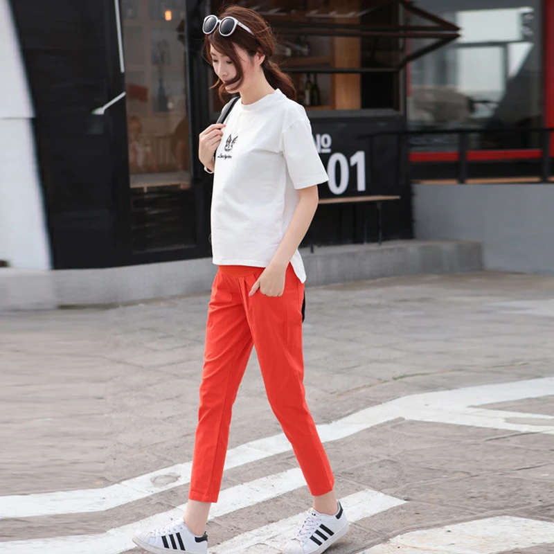 Материнство летние брюки Корейская версия мода Эластичность Хлопок и лен