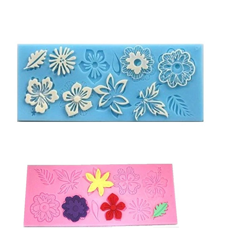 Sugarcraft силиконовые цветок лист тиснение кружево помады плесень украшения торта