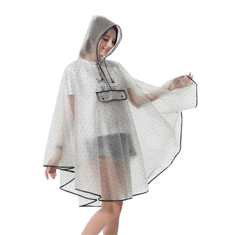 

Новинка 2021, модный качественный водонепроницаемый многоразовый плащ-дождевик из пластика EVA для женщин, мужское пончо с капюшоном для пеших...