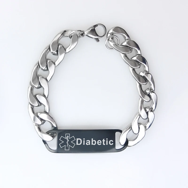 Гравировка диабета имя болезни медицинский браслет мужской ювелирные изделия |