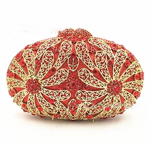 Red XIYUAN, брендовая, ручная работа, вечерняя сумочка, клатчи, высокое качество, кристалл, алмаз, вечерняя сумка, женские клатчи, с отверстиями, женский клатч - Цвет: Red