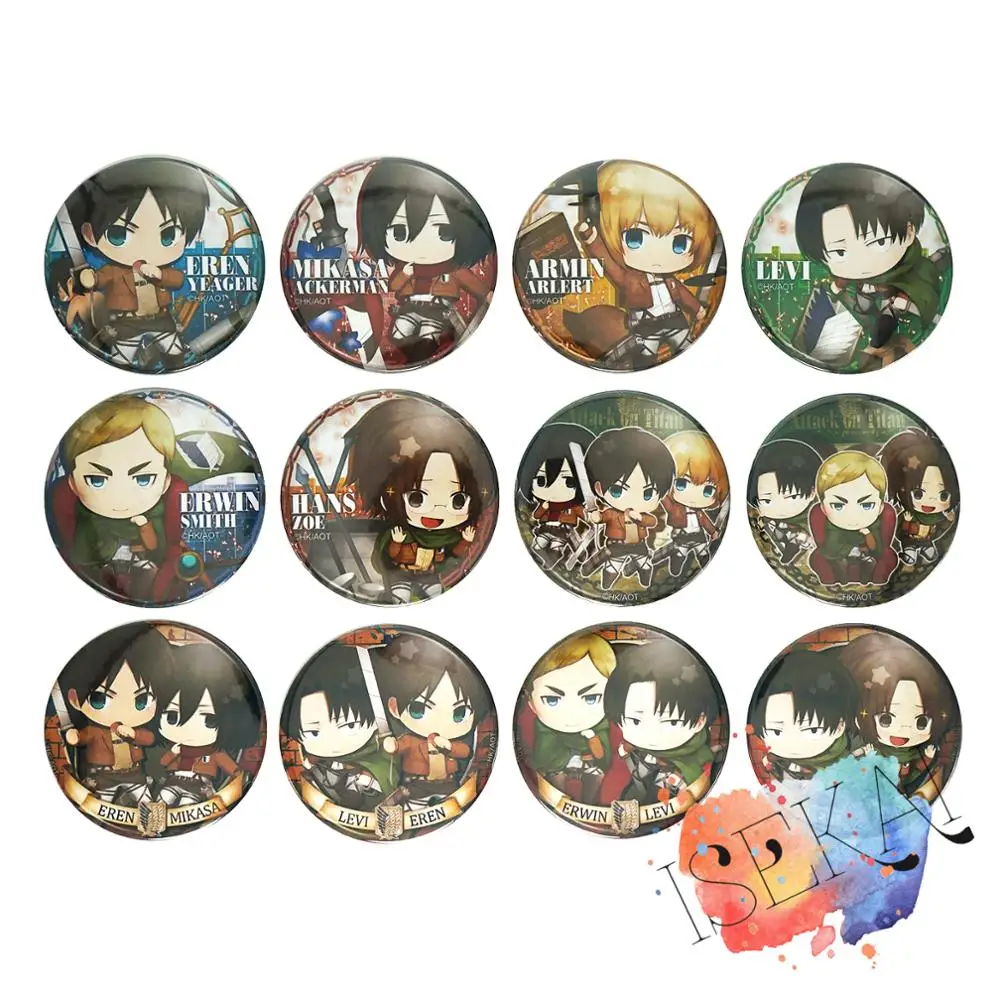 Attack on Titan Anime Badge Eren Levi Hans Erwin Smith Misaka Cute Metal Badge Brooch Pins