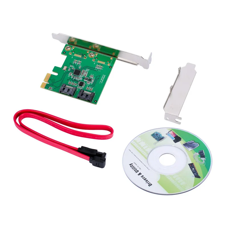 BTBcoin PCI Express PCIE E SATA карта контроллера 2 порта 3 PCIe 0x1 Низкопрофильная Скоба чип ASMedia