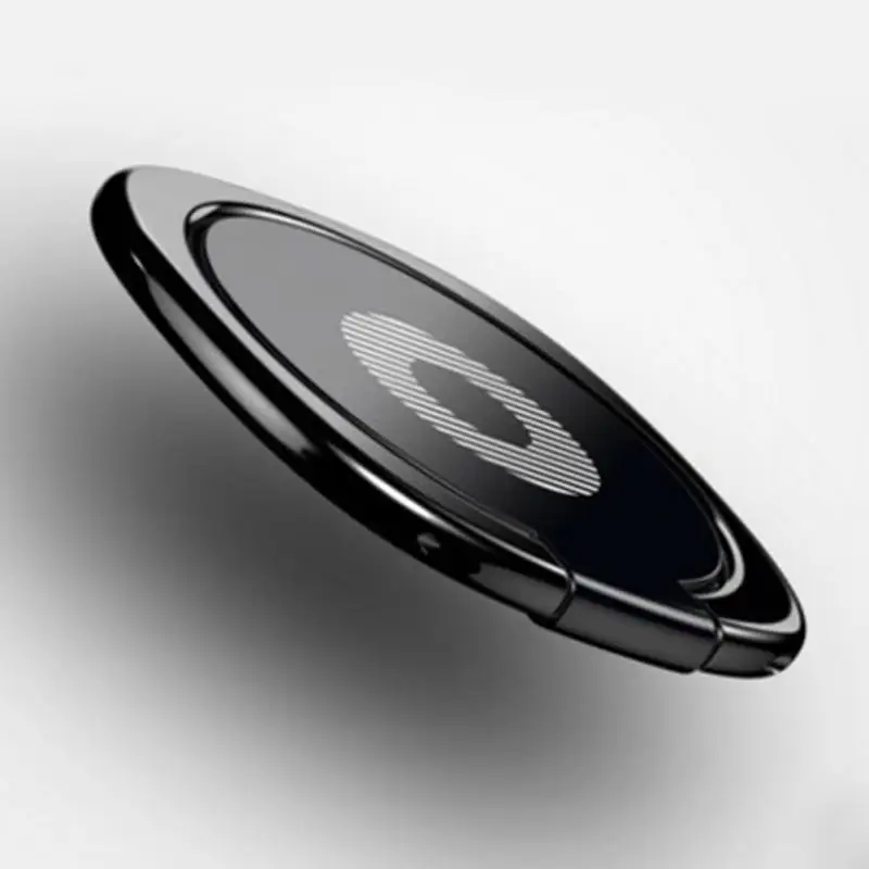 Черный Универсальный 360 палец кольцо подставка-держатель для сотового телефона автомобиля Магнитная металлическая пластина - Цвет: Черный