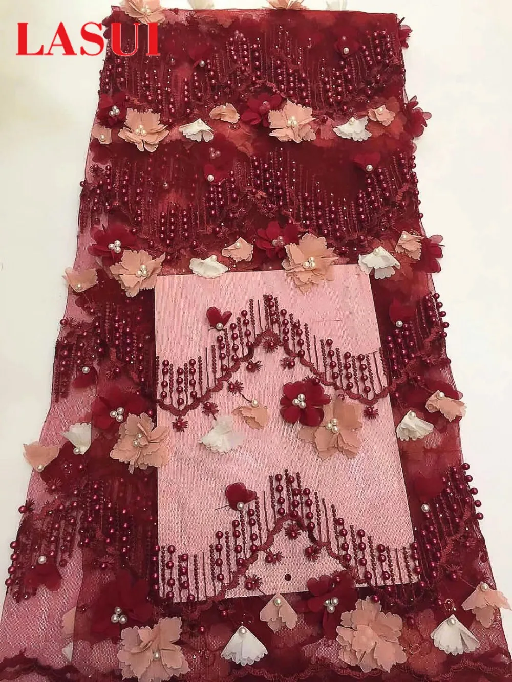 LASUI 1 ярд/партия 6 цветов африканская кружевная ткань Nailbead 3D цветок wide150cm платье