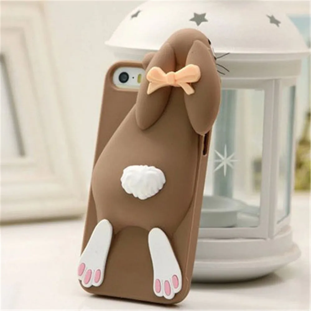 For iPhone 6S Cute 3D Cartoon Bunny Rabbit Soft Silicone Case Cover 5 5s 6 7 8 Plus X Back |