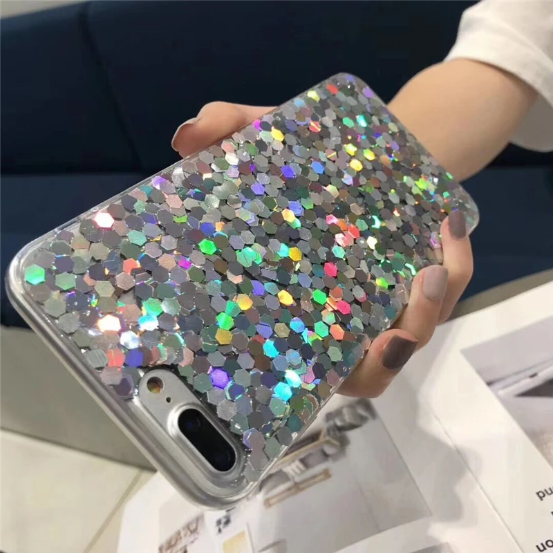 Для iphone 6 6S 8 Plus X XR XS MAX 7 чехол с кристаллом для телефона блестками Мягкий