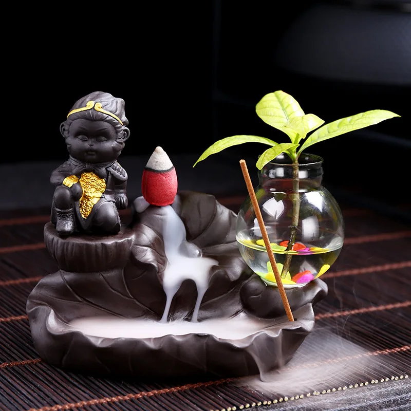 Творческий фиолетовый песок Sun Wukong керамический перевернутый благовоний горелка
