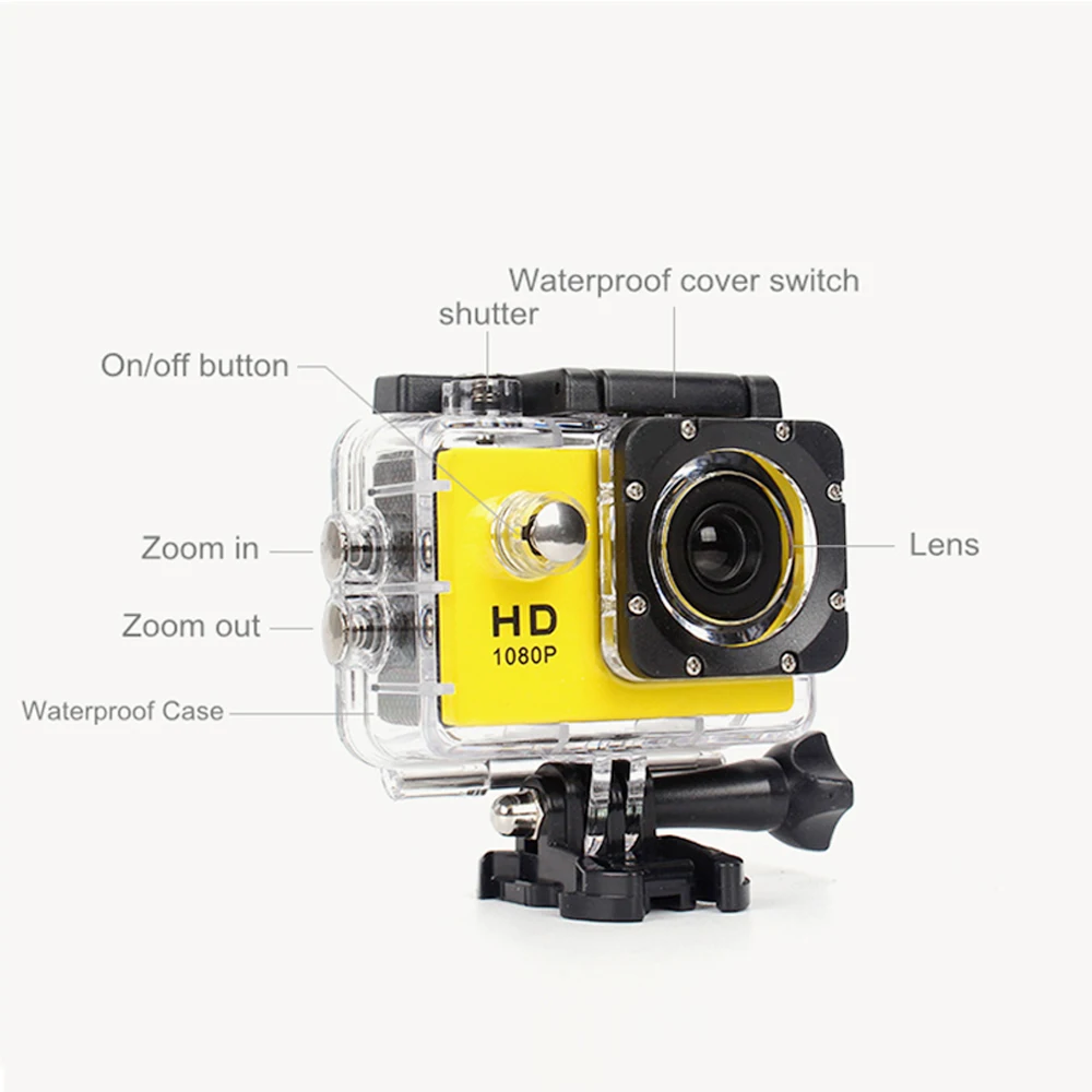 Оригинальная Спортивная камера HD 1080 P, 30 м, водонепроницаемая, 2,0 дюйма, экран, 4 K, Экшн-камера, запись воздушного движения, DV камера go extreme pro