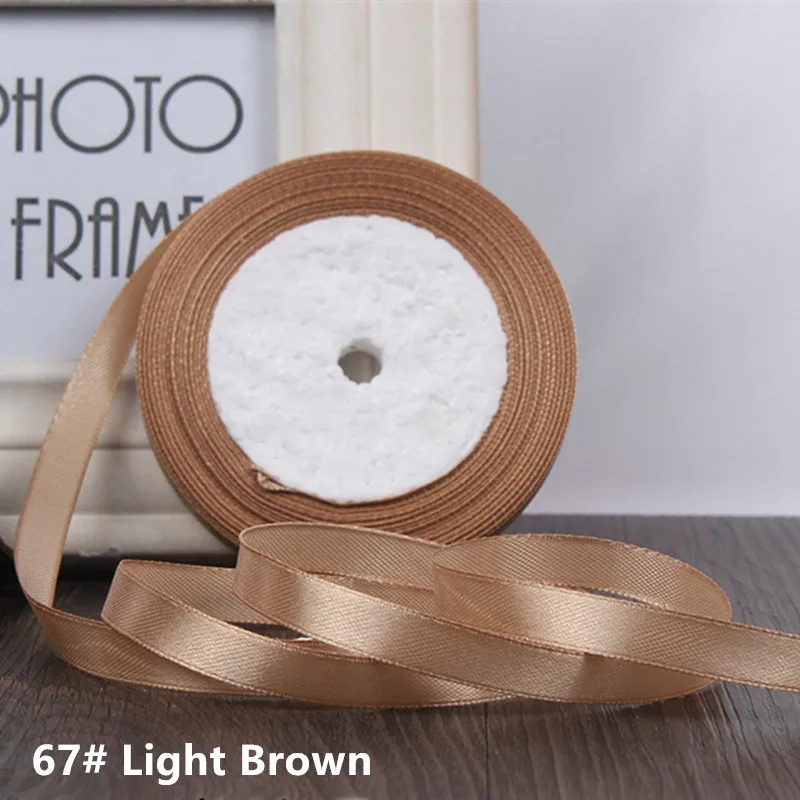 Light Brown 25 ярдов/рулон корсажные атласные ленты 6 мм плетеная Свадебная Рождественская вечеринка шелковая лента DIY подарок ручной работы материал - Цвет: Light Brown