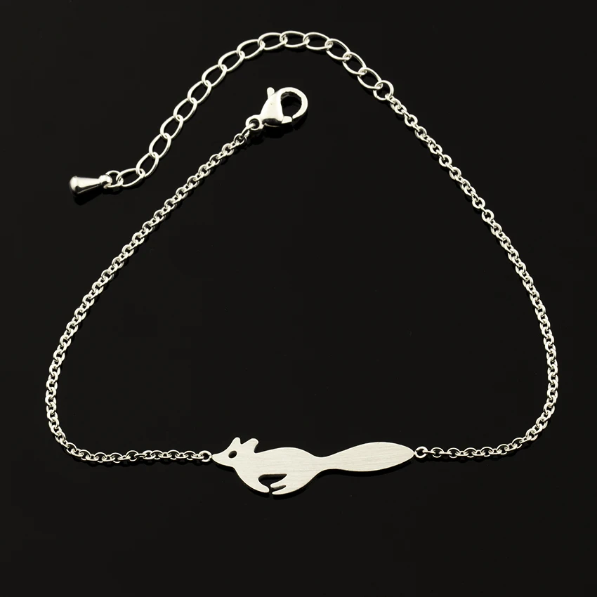 Новые модные милые Бег лиса браслет Нержавеющая сталь цвета: золотистый