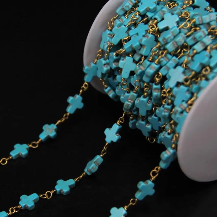 Цепочка с бирюзой 8x10 мм из натуральной кожи|necklace jewelry making|rosary chainjewelry making |