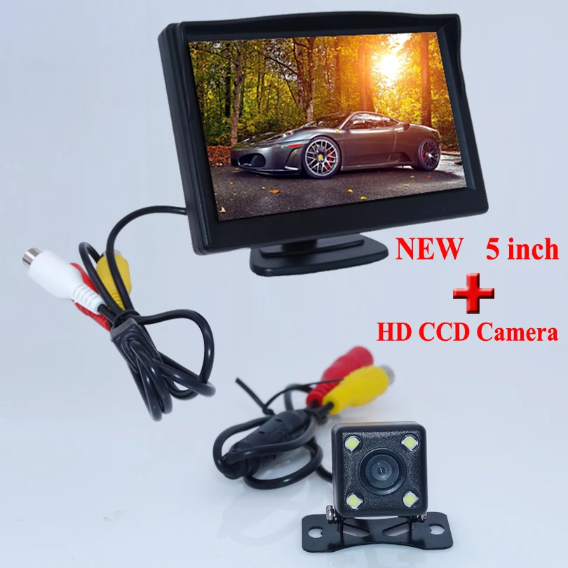 

5inch Stand Digital Display LCD Car Monitor For Reversing Backup Camera DVD VCR + Best day and night vision camera