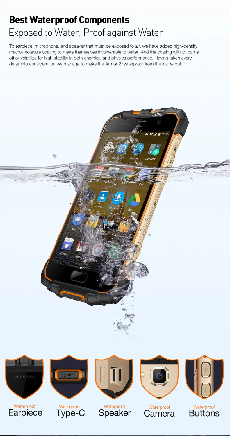 Ulefone Armor 2 смартфон с 5 5-дюймовым дисплеем восьмиядерным процессором MTK6757 ОЗУ 6 ГБ