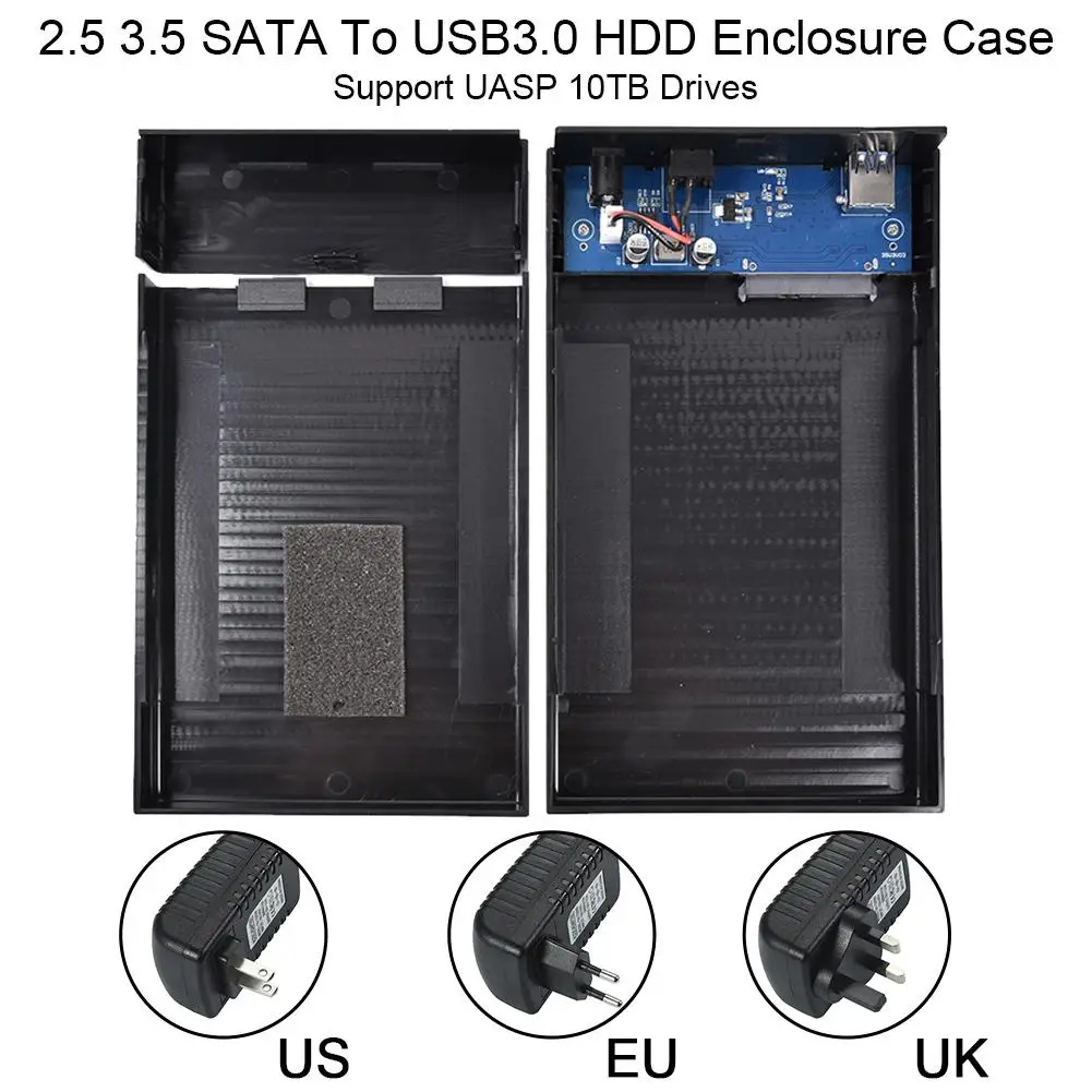 2 5/3 5 &quotHDD корпус 3 адаптар для жестких дисков SATA USB3.0 Гбит/с Корпус внешнего