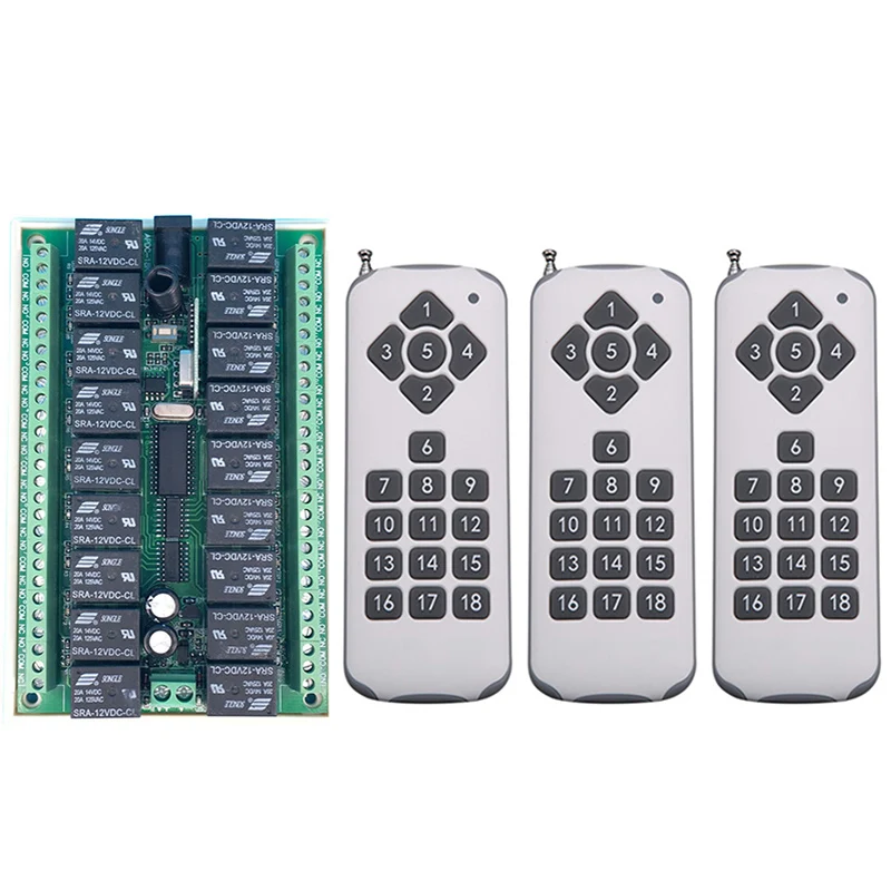 DC12V 24V 18 CH 18CH RF Беспроводной дистанционного Управление светильник выключатель двигателя Системы передатчик + приемник/современный потолочный светильник/фурнитура для гаражной двери/жалюзи/окна