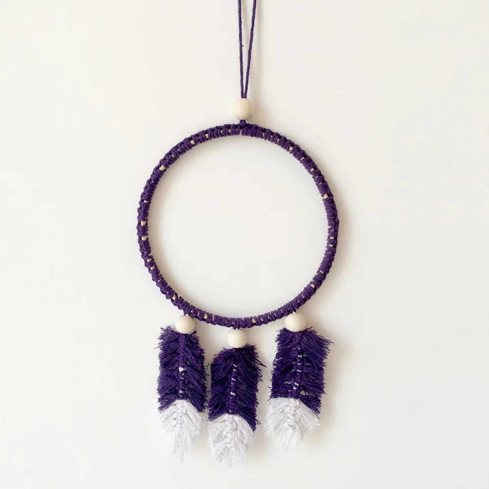 purple and white Украшение в скандинавском стиле, вязанный Ловец снов, настенное, сделай сам, украшение для дома, для девочек, для детской комнаты, декор для детской комнаты, Ловец снов - Цвет: purple and white