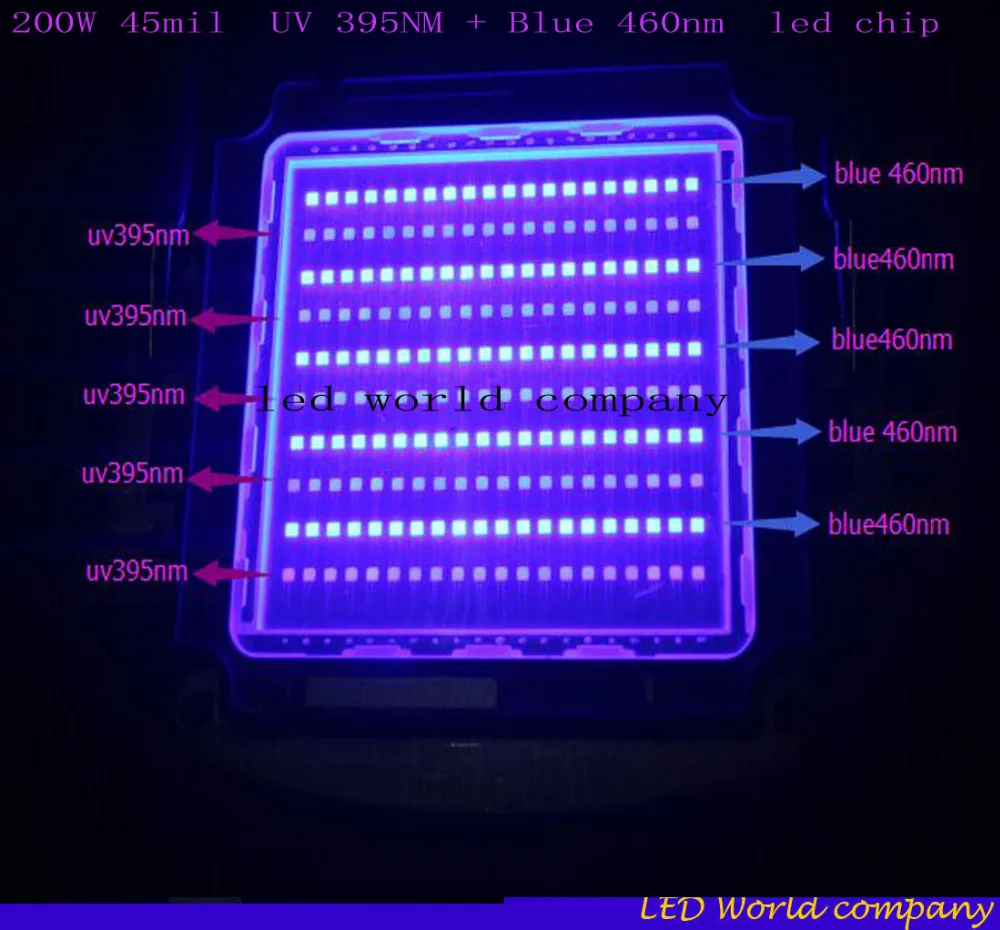 200 Вт 45 мил SMD высокомощный светодиодный ультрафиолетовый УФ нм + синий УФ: 33-36 в
