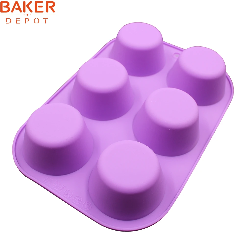 BAKER DEPOT, силиконовая форма для мыла, форма для Маффин кекса круглая форма для выпечки, форма для торта, 6 отверстий, свеча, ледяной пудинг, мыло ручной работы