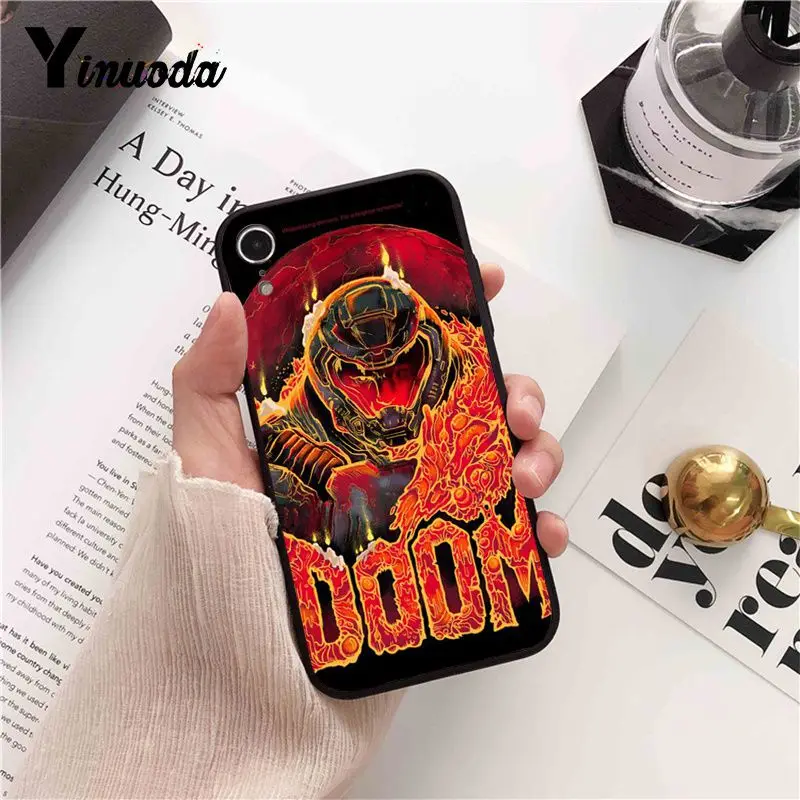 Yinuoda череп игра Doom новое поступление черный чехол для телефона iPhone 5 5Sx 6 7 7plus 8 8Plus X