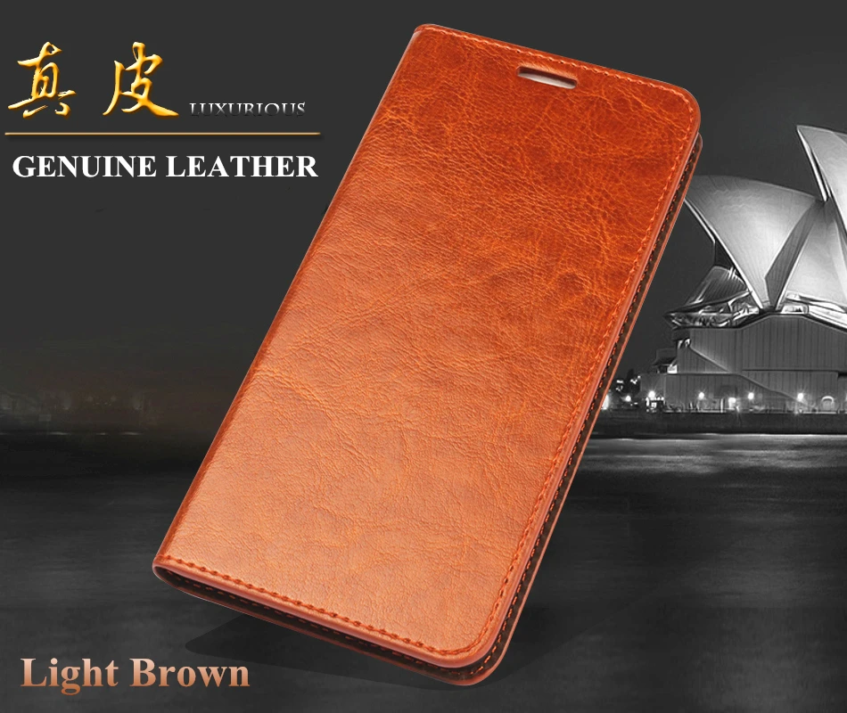 Light Brown Роскошный кошелек с подставкой и отделением для карт, чехол для телефона с откидной крышкой из настоящей воловьей кожи, чехол для Xiaomi mi 4S 5 Max Note Red mi 3 Pro - Цвет: Light Brown