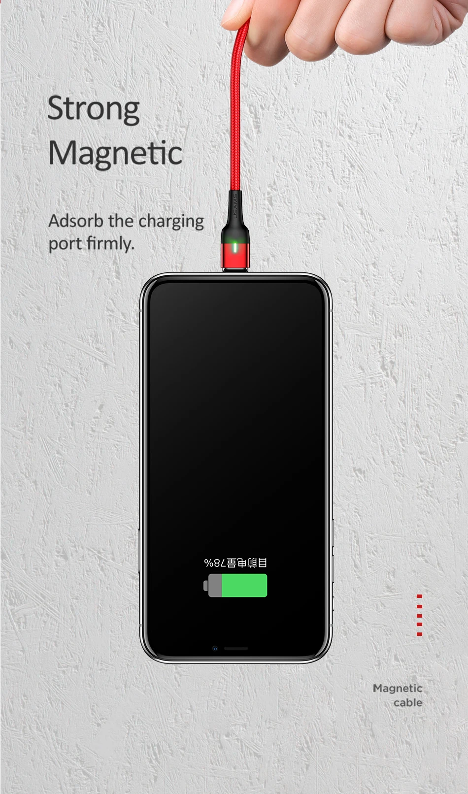 Магнитный кабель USAMS, Micro Usb type C, адаптер для быстрой зарядки телефона, Microusb type-C, магнитное зарядное устройство Usb C для iphone, samsung, Xiaomi