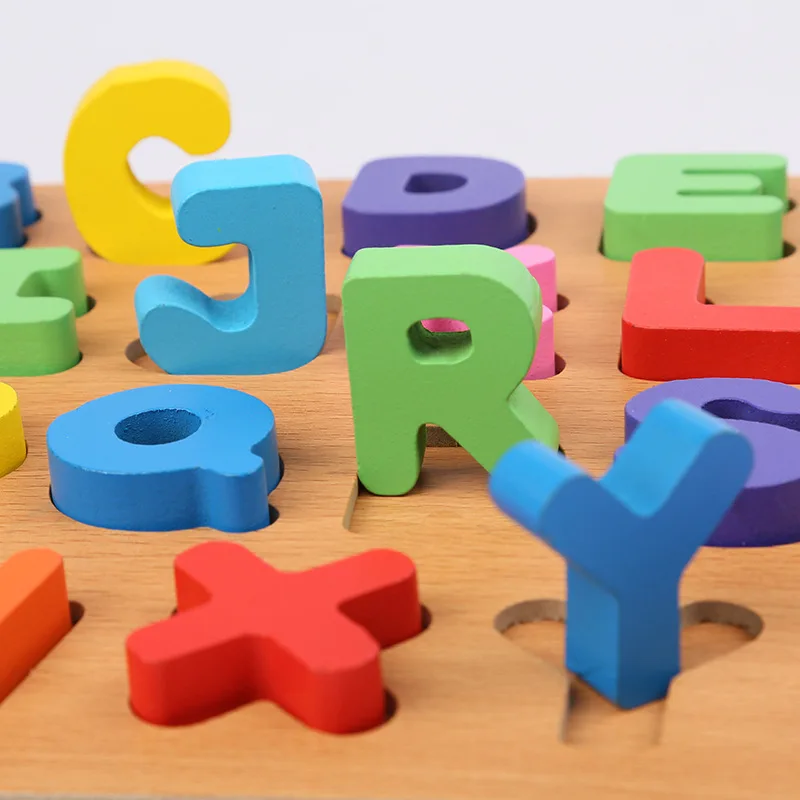 

Montessori Alphabet Number Wood 3d Abc English Digital Board Baby Early Learning Puzzle Game Toys
