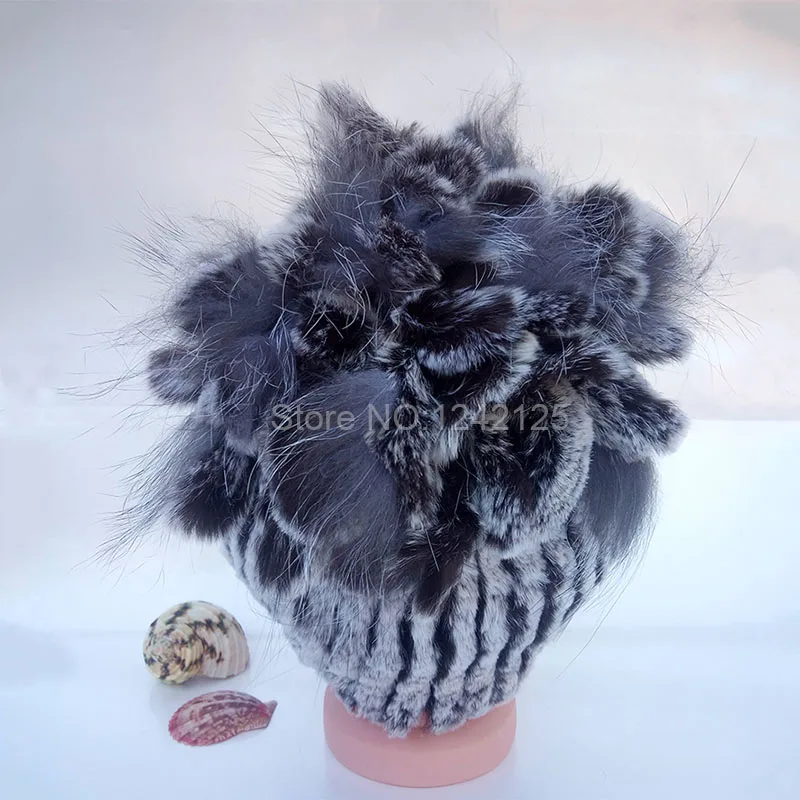 Новая зимняя теплая детская шапка с кроличьим мехом для девочек милая меховая