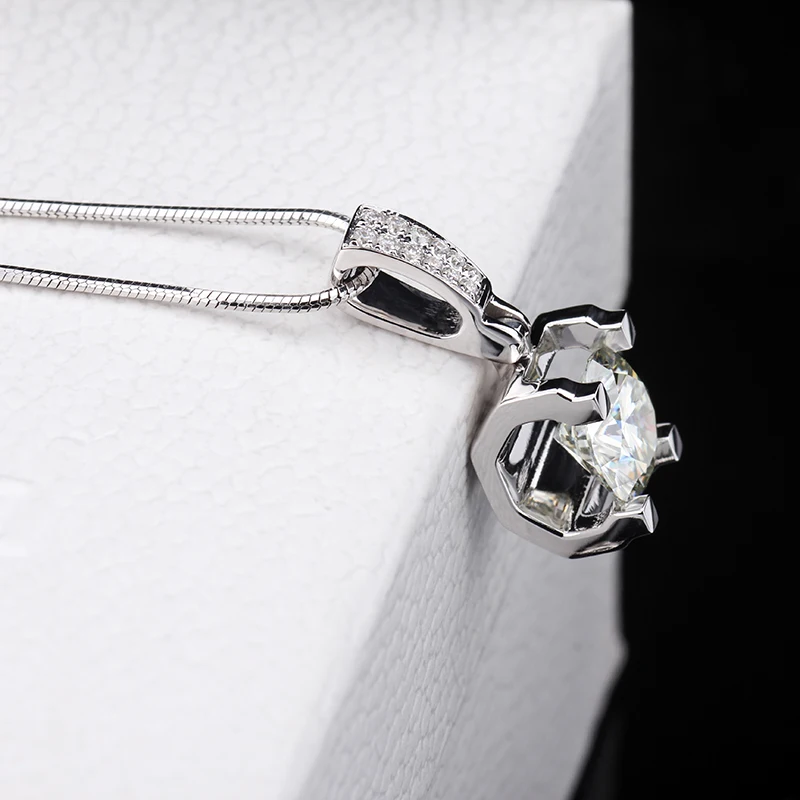 Модный свадебный кулон с горкой 18 К белое золото 1 карат круглая форма Moissanite
