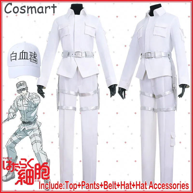 Amine Cells At Work White Blood Cell Hataraku Saibou Cosplay Costume Leukocyte U-1146 Uniform For Halloween Suit | Тематическая