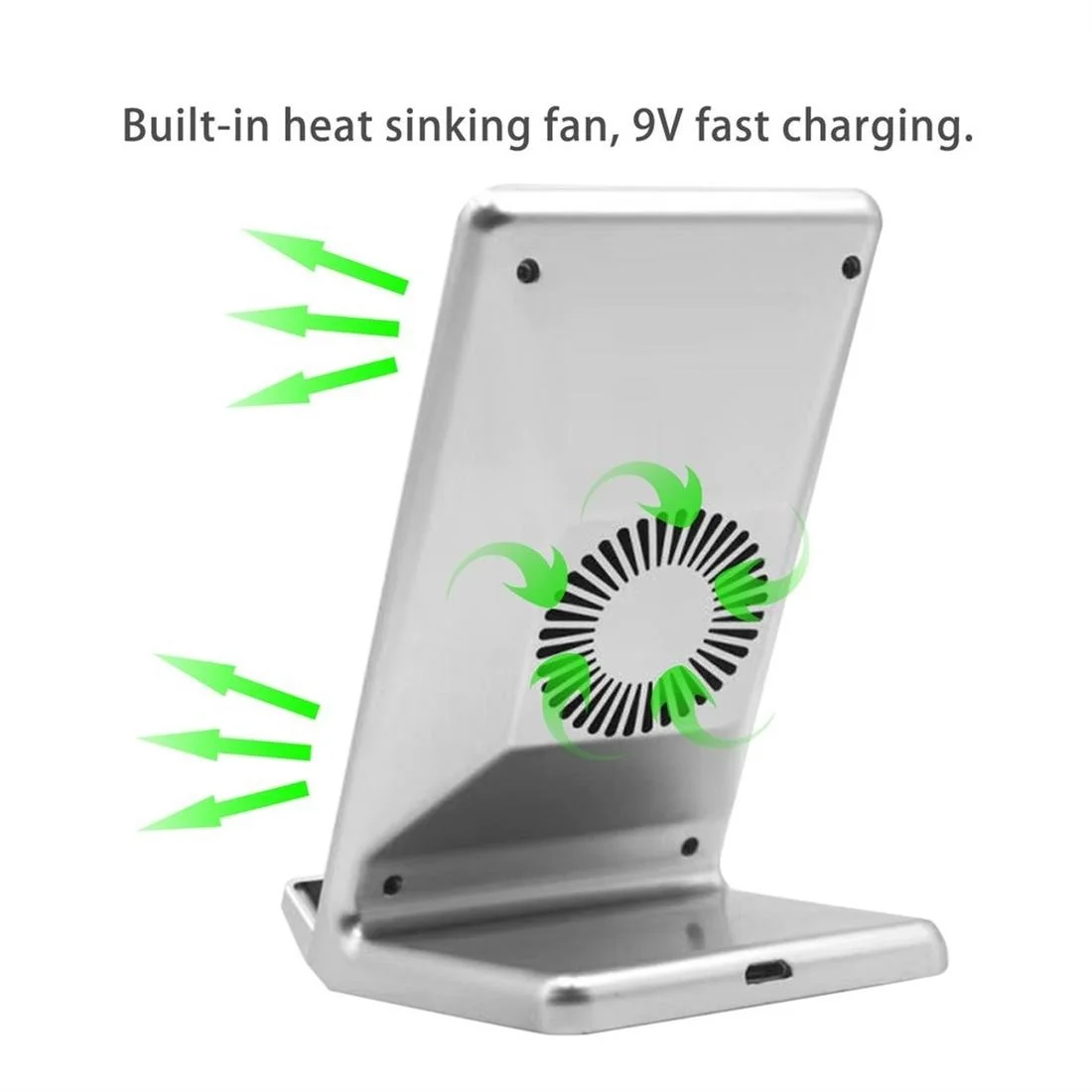 Противоскользящее стоящее Qi Беспроводное зарядное устройство для телефона с