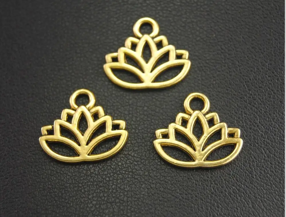 Подвески в виде цветка лотоса бронзового и серебряного цвета 20 шт.|flower charms pendant|charm
