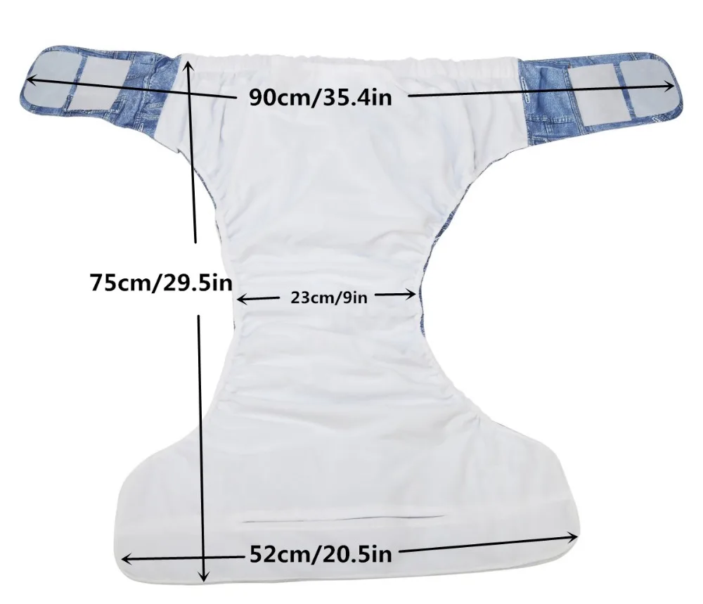[Sigzagor]XL Adult Cloth Diaper Nappy Urinary Incontinence Pocket Reusable Hook Loop ABDL Age Play 68 to 128 cm 26.7in 50.4in | Мать и