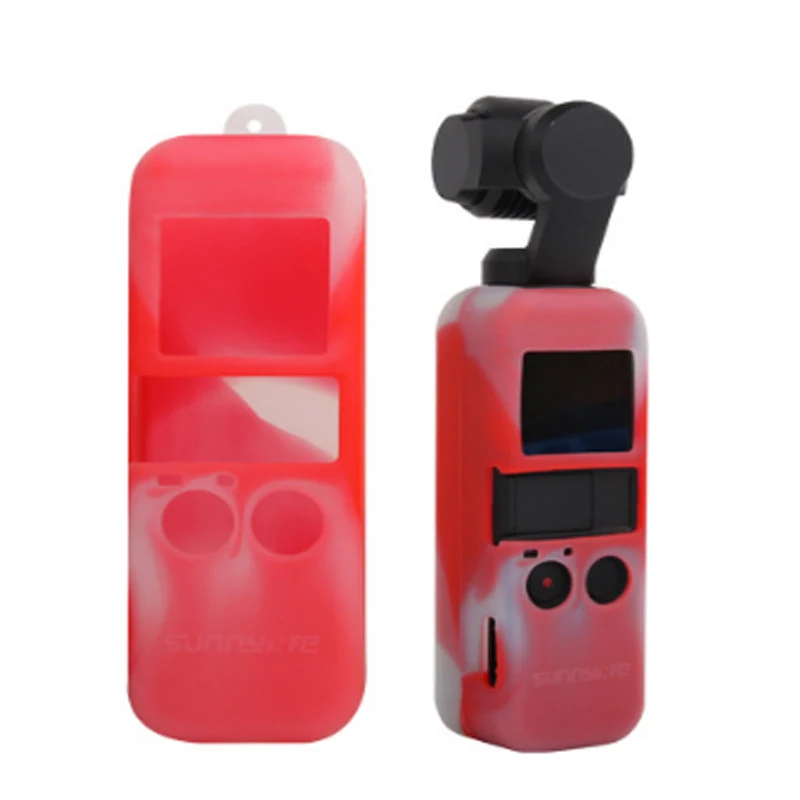 Red-White 10 цветов DJI OSMO Карманный Протектор набор Мягкий силиконовый чехол с шеей/ремешок для запястья для Osmo Карманный ручной карданный - Цвет: Red-White