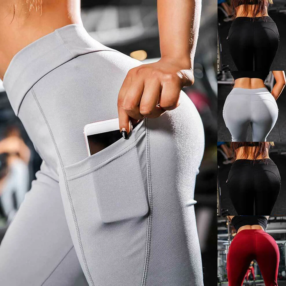 С карманом Push Up фитнес тренажерный зал УФ Защита эластичные однотонные