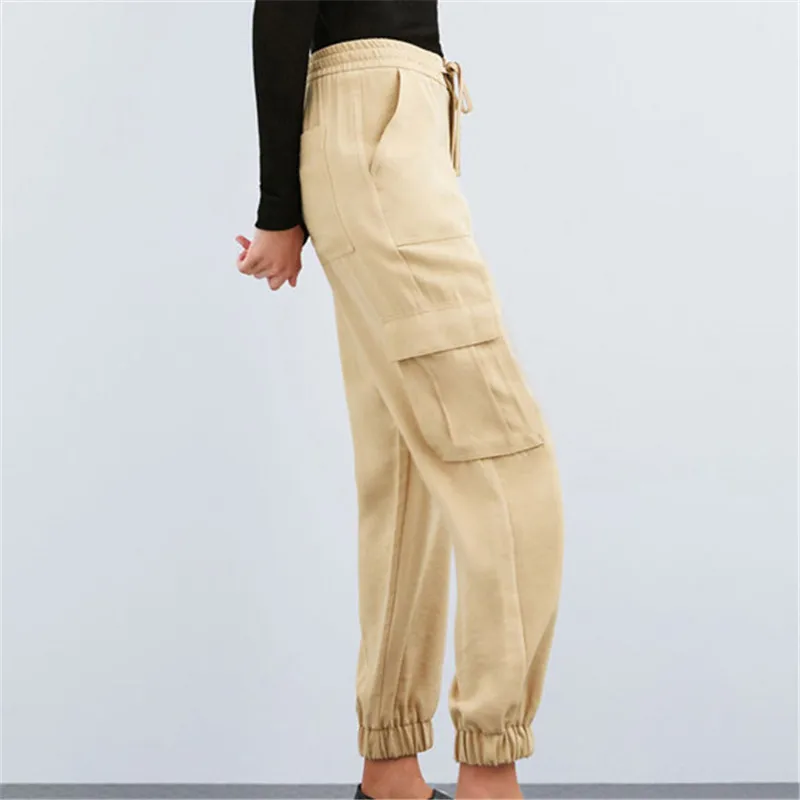 Summer Autumn Women Long Pants 2019 Harajuku Solid Elastic Waist Trousers Casual Female Pockets Streetwear | Женская одежда