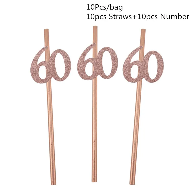 Rosegold 60 Chicinlife розовое золото 30 40 50 60 лет шар кекс Топпер соломинка с днем рождения Юбилей взрослых Декор поставки - Цвет: Rosegold 60