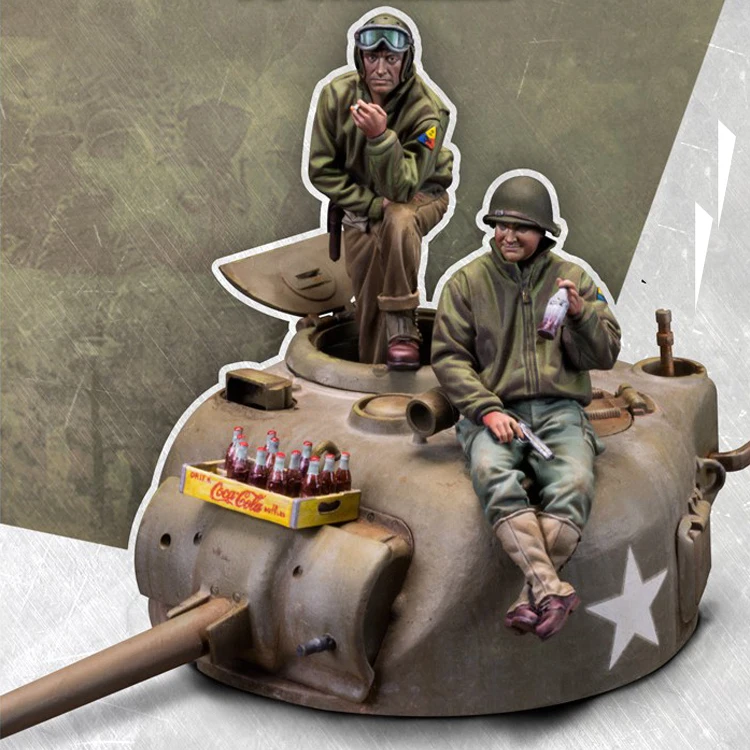

1/35, технический капрал, мастер-сергент, резервуар и Кокс, 2 человека и резервуар, модель солдатика из смолы GK, несобранный и Неокрашенный комп...