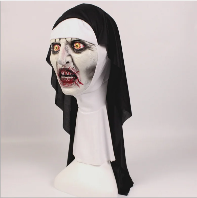 Conjuring 2 Косплей Нун маска Хэллоуин террор макияж хитрое гримаса жуткий пугающий