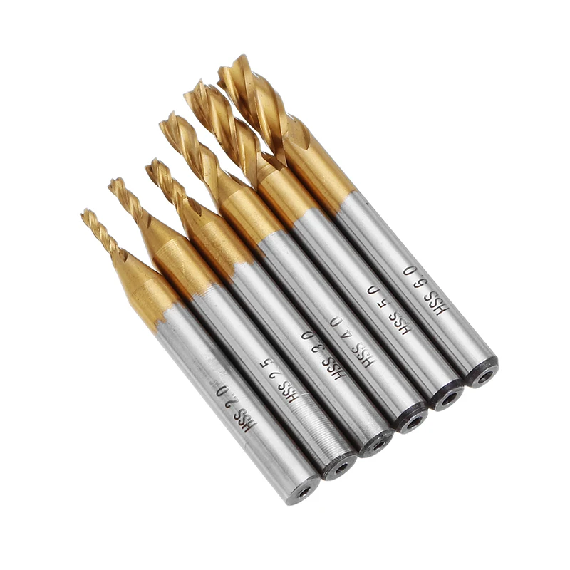 Новинка 6 шт. 2-6 мм титановое покрытие 4 Флейта концевая фреза хвостовик Сверло для