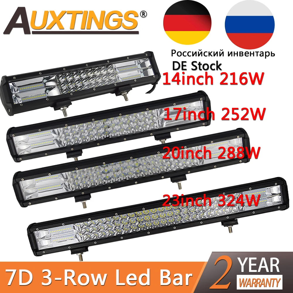 

Auxtings 7D 3-Row LED Light Bar Offroad Led Bar Combo Beam 14" 17" 20" 23'' Led Work Light Bar for Truck SUV ATV 4x4 4WD 12v 24V