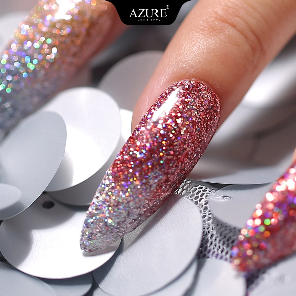 УФ Гель лак Azure Beauty блестящий светодиодный с блестками отмачиваемый