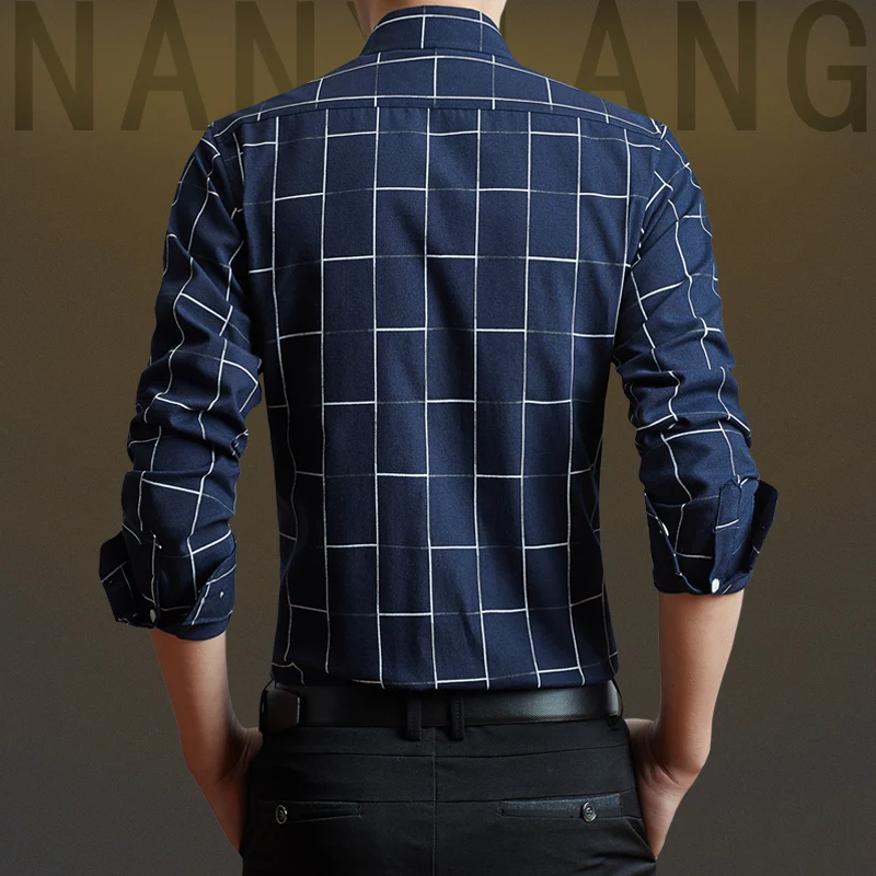 YeddaMavis синяя рубашка модная брендовая мужская одежда Slim Fit для мужчин с длинными