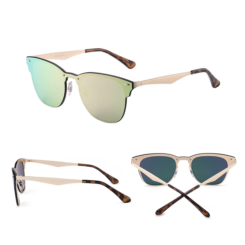 JM зеркальные цельнокроеные солнцезащитные очки без оправы металлические