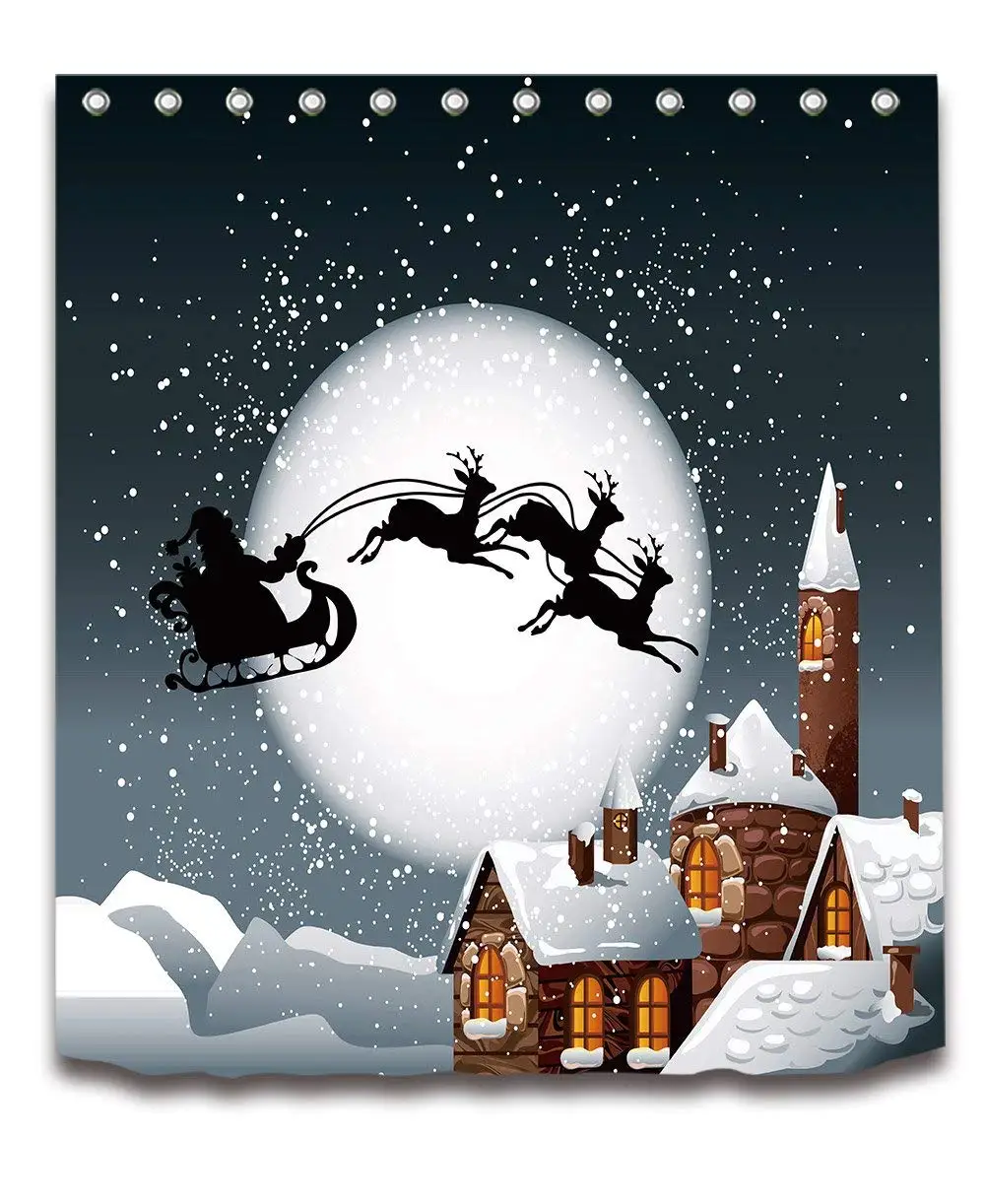 Счастливого Рождества Новогодний праздник Необычные занавески для душа