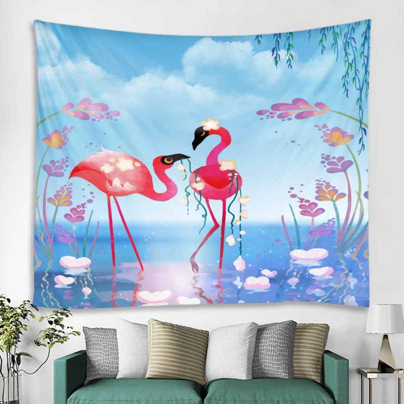 Скандинавский гобелен с фламинго настенные гобелены птицами домашний декор