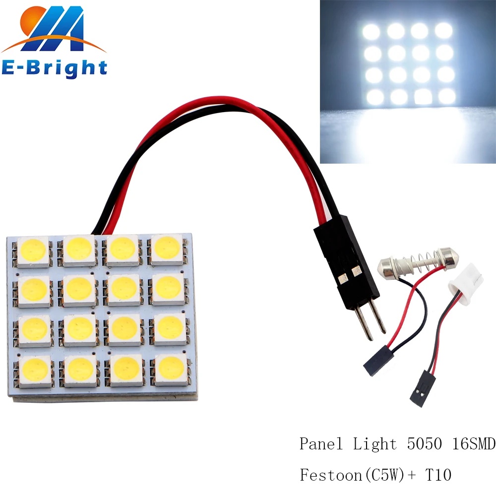 YM E Bright 4 200 шт./лот Белая светодиодная панель 5050 16 SMD C5W T10 Festoon Dome интерьер