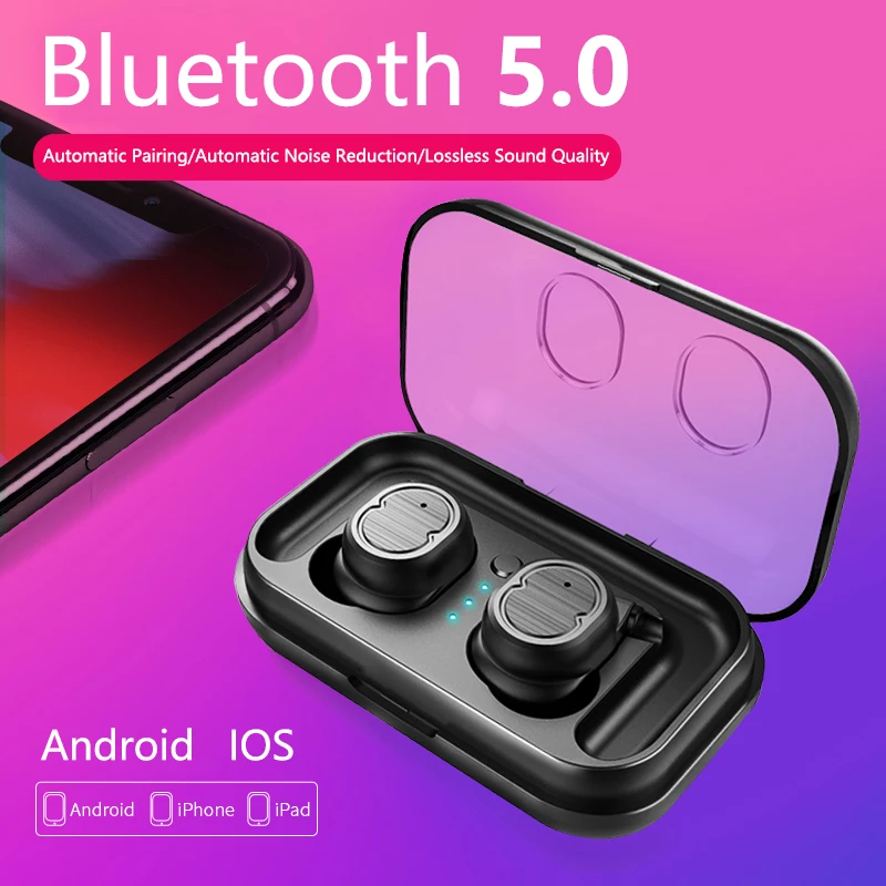 TWS Bluetooth наушники беспроводные 5 0 спортивные стерео бас гарнитура с двойным