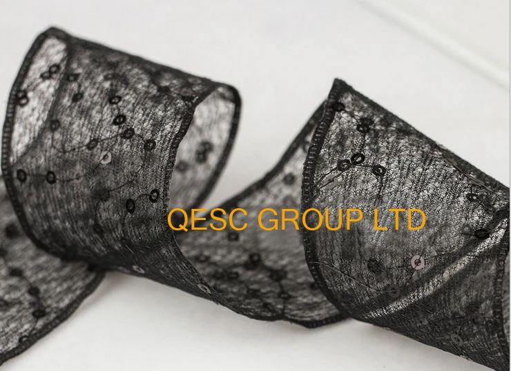 40 мм черная сетчатая лента с блестками кружевная для вуалетки свадебные